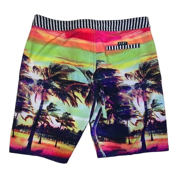 Roxy Mens Palm Tree Print Swim Board Shorts Multicolor Tropical Size Medium - Picture 2 of 7